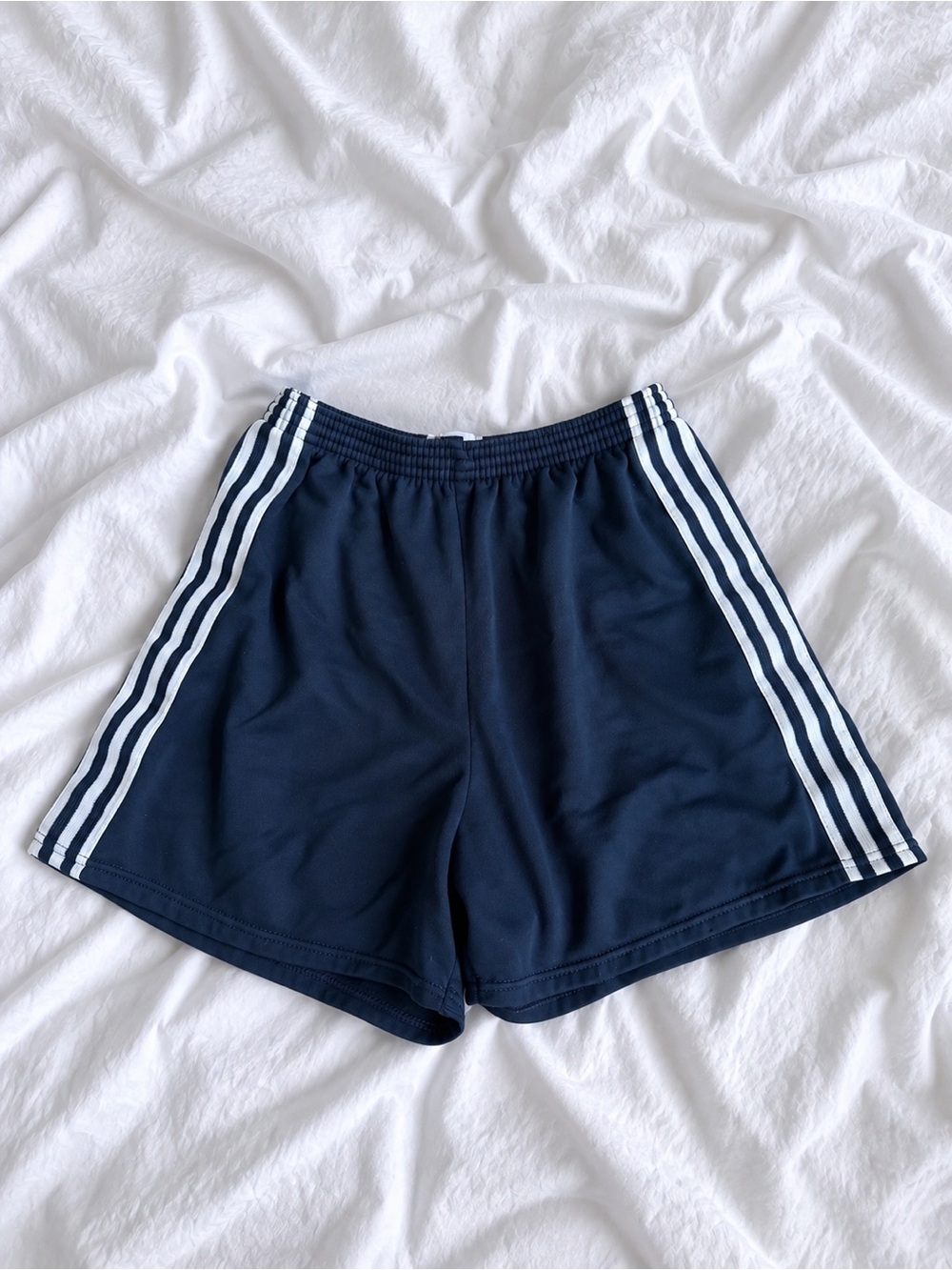 Basic Editions Navy Athletic Shorts with White Side Stripes